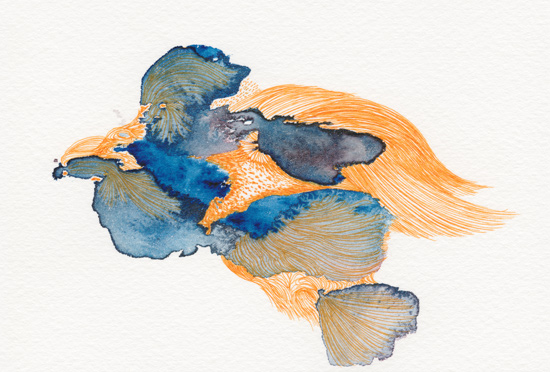 Something cold and warm, 2015, Watercolor and Pen on Paper, 3.9 x 5.8 in.  /  100 x 148 mm [#SS15DW007]