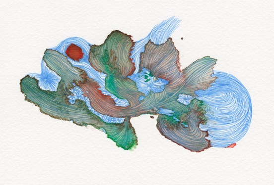 Something cold and warm, 2015, Watercolor and Pen on Paper, 3.9 x 5.8 in.  /  100 x 148 mm [#SS15DW014]