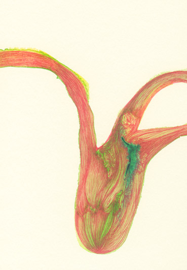 Plant, 2014, Watercolor and Pen on Paper, 5.8 x 3.9 in.  /  148 x 100 mm [#SS14DW043]